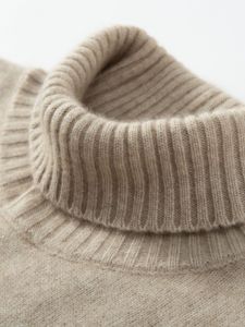 Mens Fashionable Pure Color Knit Sweater with High Lapel for Business Casual Style Cashmere Wool Blend Fabric Ideal for Autumn