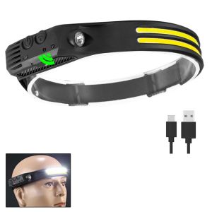 Đèn Pha LED COB Đèn Pha Cảm Ứng Có Thể Sạc Lại Bằng USB Với Đèn Pin Cảm Biến Pin Tích Hợp Để Câu Cá Cắm Trại Ngoài Trời