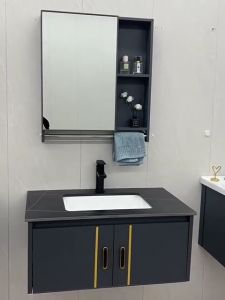 40/50/60/70/80cm Aluminum Bathroom Cabinets Set Storage Mirror box with Ceramic toilet wash basin bathroom sink