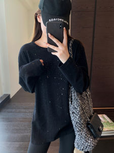 AMR UU ◆ Beautiful All Year Round Wearable Bling Dark Shiny Lazy Slimming Long-Sleeved T-shirt Womens Bottoming Shirt New Arrival