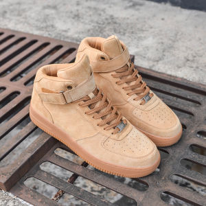 Vintage High Top Midsole Height-Increasing Leather Skate Shoes