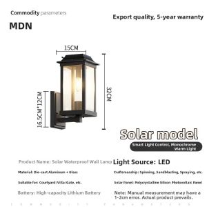 MARTINI | Solar Outdoor Waterproof Wall Light