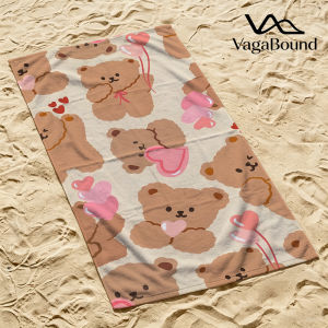 Teddy Bear & Heart Balloons Luxury Beach Towels Crafted from Combed Cotton Plush and Absorbent Beach Towel or Pool Towels