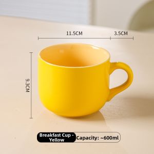 Nordic Style Ceramic Mugs Large Capacity Office Cups Milk Coffee Breakfast Oats Cup with Lid Spoon Anti-Scalding Couples Cups