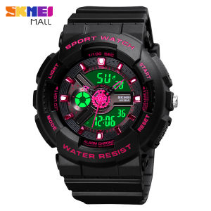 SKMEI นาฬิกาข้อมือสปอร์ตผู้หญิงสตรีทแฟชันกันกระแทก2ข้อมูลเวลากันน้ำ50ม. 44มม. หน้าปัดนาฬิกา