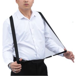 Suspenders Men Adjustable Elastic X Back Pants Women Suspender for Trousers 2.5CM Width 4 Clips Adjustable Elastic Back Braces
