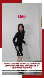 LIAO Ergomatic Broom & Dustpan Set - Plastic Home Care Cleaning Combo with Soft Bristles High Quality