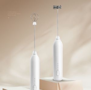 นมไฟฟ้า/มัทฉะฟอง-เครื่องตีทำฟองมือถือสำหรับมัทฉะกาแฟลาเต้คาปูชิโน่และตะกร้อผสมแป้งสแตนเลสสตีลช็อกโกแลตร้อนชาร์จได้ USB