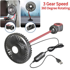 Ekleva xe di động Fan xe ô tô xoay 360 độ Auto linh hoạt Quạt làm mát không khí USB không khí lưu thông người hâm mộ Cooler đối với bảng điều khiển xe tải RV