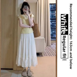 XIANYIJIAO | High Waist A-Line Lace Midi Skirt