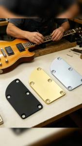 Tấm Cổ Đàn Guitar Thép 5 Lỗ Cho Đàn Guitar Điện Fender S Tele - Tấm Nối Cổ Tương Thích Màu Đen Vàng Chrome
