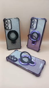 Case Untuk Samsung A16 A17 A26 A36 A56 Casing Glitter Gradasi Chrome Ring Stand