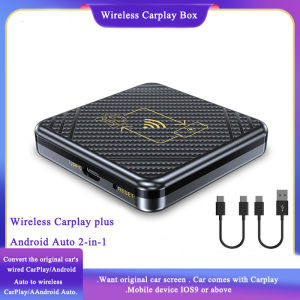 HLINKEY Car Wireless Car Bluetooth Car Box Carplay plus Android Auto 2-in-1 Wired to Wireless Car Adaptation Interconnected Smart Android Auto Car Box Boxed