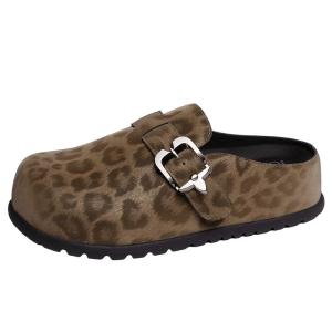 Josiny | Leopard Print Easy-On Half Slippers