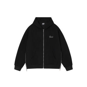 FORNINES | Embroidered Heavyweight Zipper Gray Hoodie