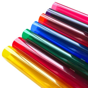 7pcs Bundle 7Colors Pack of Colorful Transparent Window Film Self Adhesive Glass Decoration Tint A4(20cm*30CM) Sample