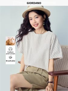 Giordano | Stripe Loose Fit Flared Batwing Sleeve Cotton Linen Womens Shirt