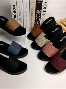 Sandal Wedges Wanita Dewasa Selop Rajut Import Motif Wb 145 Terbaru