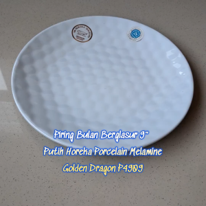 Piring Bulan Berglasur 9" Horeka Porcelain Melamine - Golden Dragon P4909