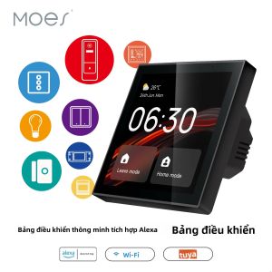 Bảng Điều Khiển Cảm Ứng Wifi 4 Inch MOES Với Màn Hình Tuya Tích Hợp Điều Khiển Bằng Giọng Nói Alexa Và Cổng ZigBee Cho Các Kịch Bản Nhà Thông Minh