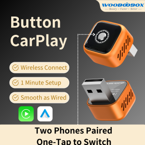 WooBooBox | Wooboobox Wireless CarPlay Adapter 2 Phones Connection One-Tap Switch CarPlay Dongle for iPhone Android Auto Connect No Delay