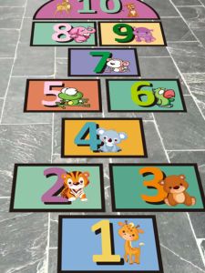 Modern Minimalist Jump House Floor Stickers Childrens Cartoon Decorative Wall Decals PVC Anti-Bacterial Waterproof