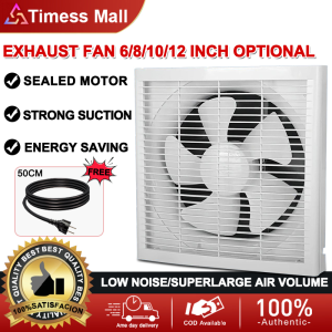 Wall Mounted grille Exhaust Fan 6/8/10/12 Inch Strong Wind Quiet Easy installation Living Room Bathroom Kitchen Duct Air Vent Ventilation Louver Extractor Window Blower Energy saving exhaust fan for kitchen