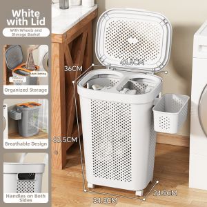 Qianqin | Large Capacity Home Laundry Basket with Lid and Partitions