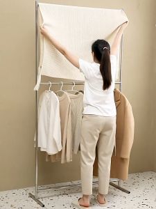 Uioyo Double layer Multifunctional Floor Mounted Clothing Hanging Rack clothes hanger Drying Rack carbon steel  Strong Steel Laundry Rack Cloth Hanger Floor-standing Organizers Drying Rack Bottom Storage Rack for Bedroom Foldable
