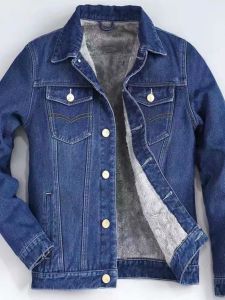Thickened Fleece Autumn Winter Denim Jacket Mens Trendy Brand Large Size Outdoor Work Cotton Coat Youth Popular Long Sleeve