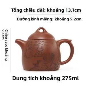 CANGHUTIANXIA | Bình Trà Đất Sét Tím Chất Lượng Cao Được Khắc Tay