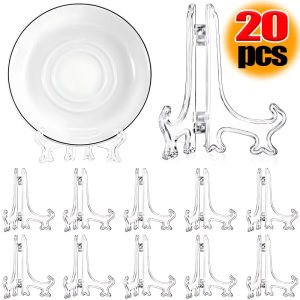 2/3/4 Inches Clear Plastic Easels Dish Plate Support Holder Pictures Frames Display Stand for Wedding Party Home Decoration Table Decor