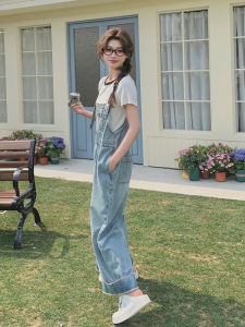 Retro Korean Style Womens Denim Overalls Loose Wide Leg Pants Fashionable Spring New Arrival Versatile Casual High Waist Jeans