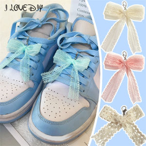 1Pair Pearl Bow Shoe Flower Elegant White Butterfly Shoe Buckle Fashion Mesh Lace Bow Shoes Pendant Charms Shoelaces Clips
