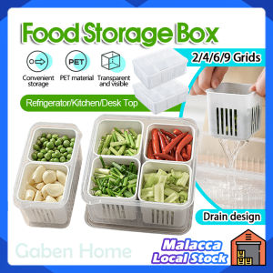 2/4/6/9 Grids Food Storage Box Kitchen Refrigerator Organizer with Drain Basket Vegetable Freezer Garlic Onion Fresh-Keeping Storage Case