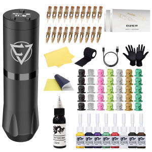 Bộ Bút Xăm Không Dây OZER Có Màn Hình LED Hộp Mực 35mm Máy Xăm Tương Thích Dành Cho Người Mới Bắt Đầu Súng Điện Có Tuổi Thọ Pin Dài Và Đầy Đủ Phụ Kiện