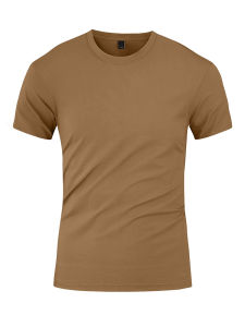 Fandu Mens Slim Fit Cotton Ice Silk Short Sleeve T-Shirt Breathable Casual round Neck Pure Color Summer Fashion Thin