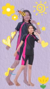 Baju Renang Anak Perempuan Setelan Pendek Anak SD Usia 6 - 15 Tahun