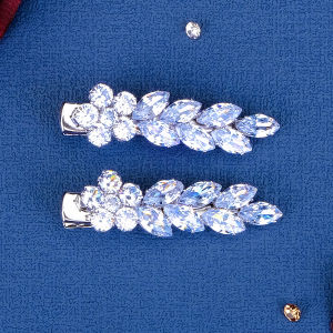 Crystal Zirconia Ribbon Hair Clips Hair Plate Spring Clip Classic Alloy Barrettes for Women Bridal Headpieces Princess Jewelry