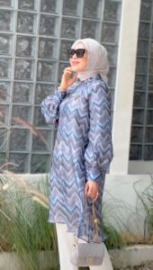 Sienna Tunik by Mdly Baju Atasan Wanita Lengan Panjang Tunik Motif