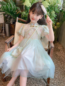 Princess Style Childrens Dress Summer New Arrival Girls Cheongsam Traditional Chinese Costume Big Size Kids Clothing