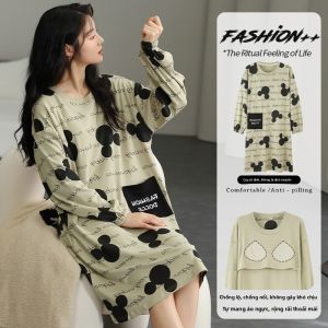 Váy ngủ MiiOW Cat Person vải cotton có đệm ngực.