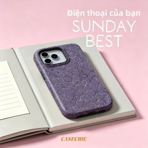 Potdemiel | Ốp Lưng Cứng Chống Sốc Lavender Cream Stripe Cho iPhone 17/16/15/14 Plus/13 Pro Max - Thiết Kế Sang Trọng Chống Xước Bảo Vệ Kép Từ Tính