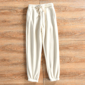 Thickened Fleece Winter Mens Pants Straight Leg Youth Fashion Daily Wear Warmest Thermal Polyester Cuffed Sweatpants