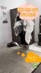 Giỏ nhựa có nắp đựng đồ đa năng tiết kiệm không gian nhà bếp phòng khách