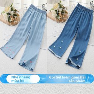 Quần Jeans bé gái JIFANPAUL ống đứng mỏng nhẹ chống muỗi