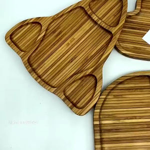 Đĩa gỗ Decor / khay gỗ ăn dặm ECOHUB nhiều hình Gỗ tre tự nhiên an toàn cho bé.