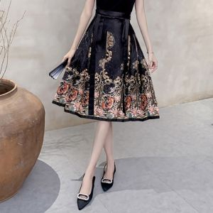 Bộ Váy Ngắn Hanfu Cho Nữ Áo Vest Phong Cách Trung Hoa Cổ Điển Mùa Hè 2024 Vải Satin Dày Cạp Cao Chất Liệu Polyester 100%