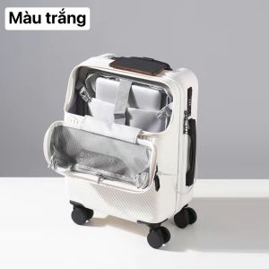Vali 2022 mẫu mới thời trang dành cho nam nữ có cổng USB xạc pin mở phía trước.
