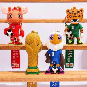2026 New Mascot Football Team PVC Figure Bag Charm Football Match Souvenir Key Ring for Kids & Fans Christmas